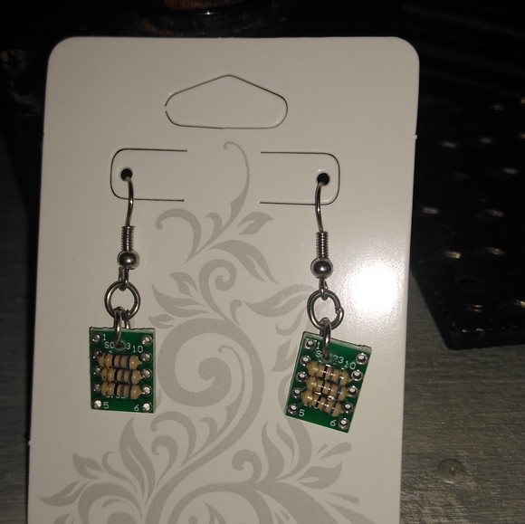 Wearable Tech diode circuit board earrings - Picture 3 of 6